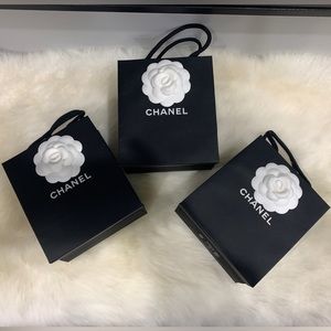 Set of 3 Chanel Shopping Bags Black authentic